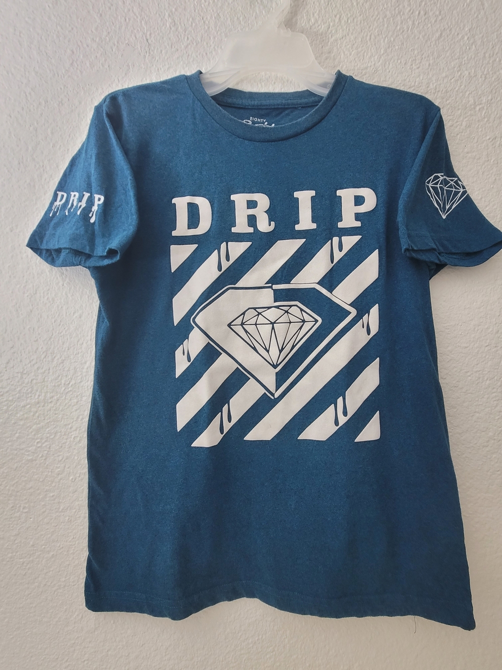 Eighty Eight Blue 'DRIP' Graphic Tee with Diamond Print